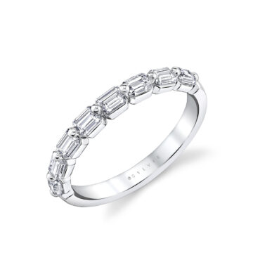 White Gold Shared Prong Baguette Wedding Ring