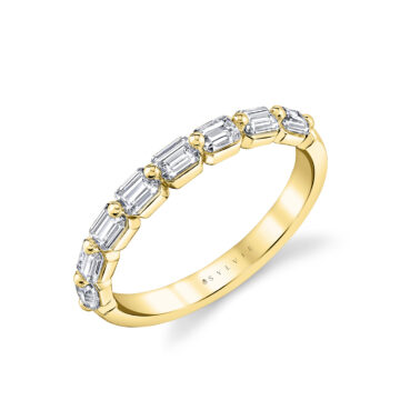 White Gold Shared Prong Baguette Wedding Ring