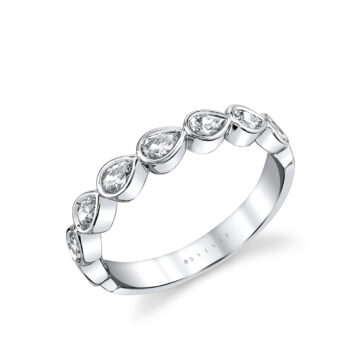 White Gold Pear Shaped Bezel Wedding Ring