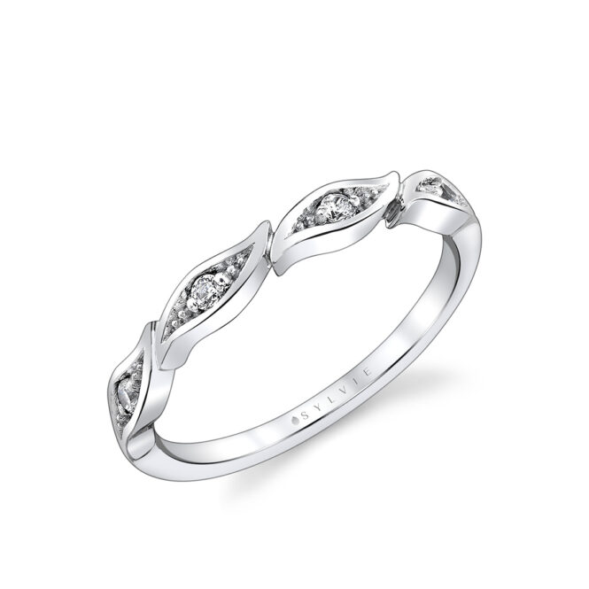 tulira leaf diamond wedding ring in white gold top angle