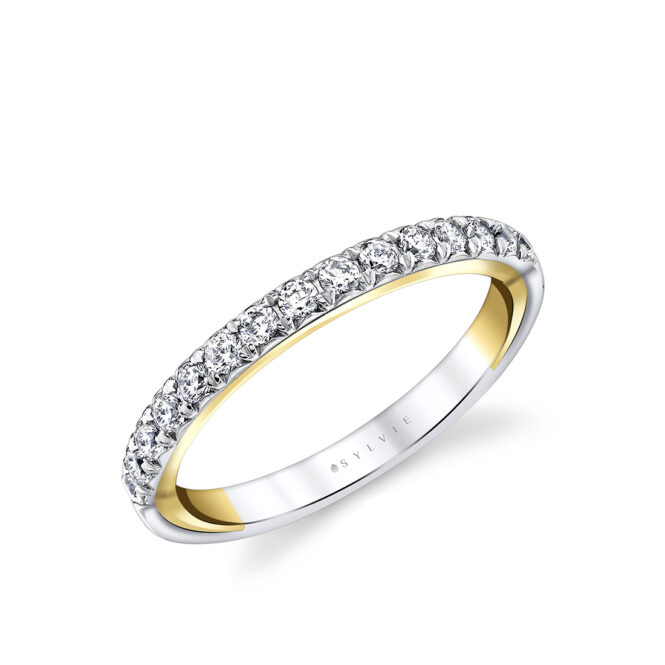 halfway pinch two tone wedding ring