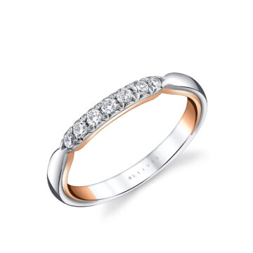 Yellow Gold Iconelle Quarterway Pinch Two Tone Wedding Ring - Corinne