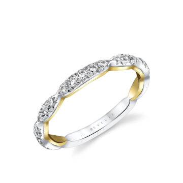 Yellow Gold Iconelle Two Tone Pinched Wedding Ring - Josephine