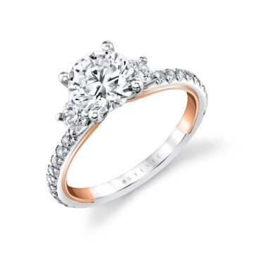 Yellow Gold Iconelle Two Tone Three Stone Engagement Ring - Marie