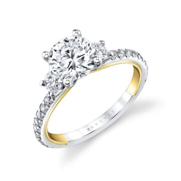 Yellow Gold Iconelle Two Tone Three Stone Engagement Ring - Marie