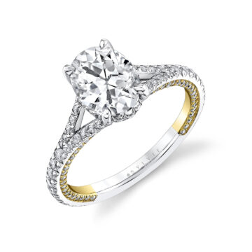 Yellow Gold Iconelle Shell Taper Two Tone Engagement Ring - Leia