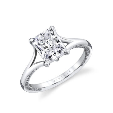 White Gold Iconelle Solitaire Shell Taper Engagement Ring - Beatrix