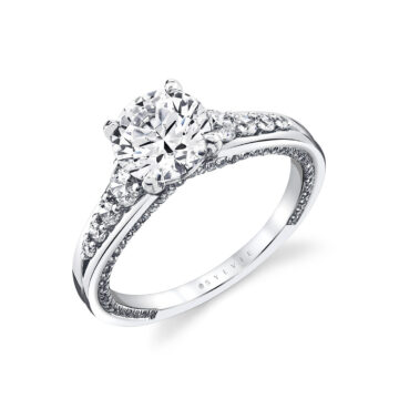 White Gold Iconelle Dual Band Graduated Diamond Engagement Ring - Irene