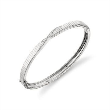 Yellow Gold Linéaire Fine Line Crossover Diamond Bangle