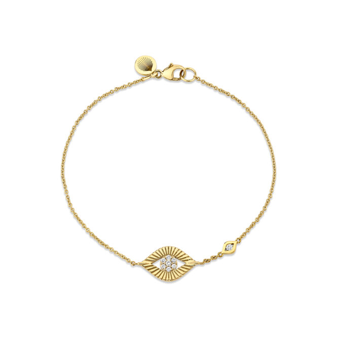 yellow gold Linéaire Fine Line Evil Eye Diamond Bracelet