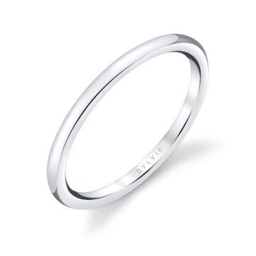 White Gold High Polish Wedding Band - Amelia