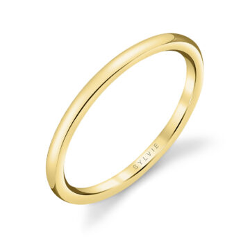 White Gold High Polish Wedding Band - Amelia