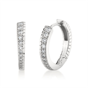 Yellow Gold Linéaire Fine Line Graduated Diamond Hoop Earrings