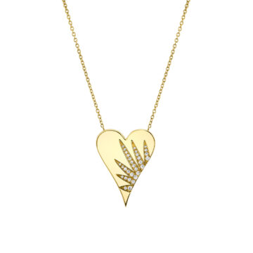 Yellow Gold Solaz Diamond Sun Rays Heart Necklace