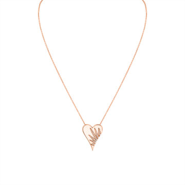 Yellow Gold Solaz Diamond Sun Rays Heart Necklace