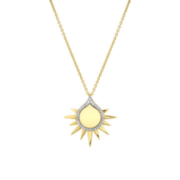 Yellow Gold Solaz Shell Sun Diamond Pendant