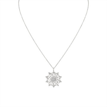 Yellow Gold Solaz Spaced Diamonds Sun Pendant