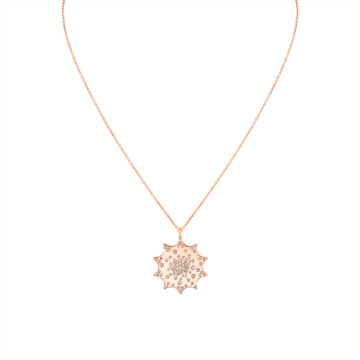 Yellow Gold Solaz Spaced Diamonds Sun Pendant