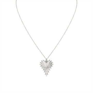 Yellow Gold Linéaire Fine Line Diamond Heart Pendant