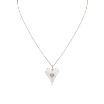 Yellow Gold Linéaire Fine Line Diamond Heart Pendant