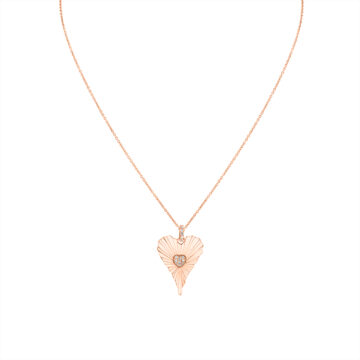 Yellow Gold Linéaire Fine Line Diamond Heart Pendant