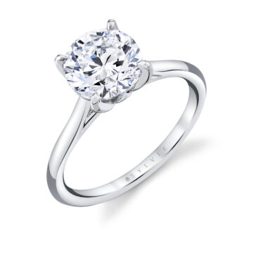 White Gold Tulira Solitaire Engagement Ring with Petal Prongs and a Peek-a-boo Diamond - Billie