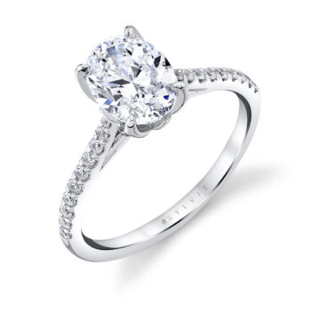 White Gold Tulira Petal Prong Diamond Engagement Ring - Willow