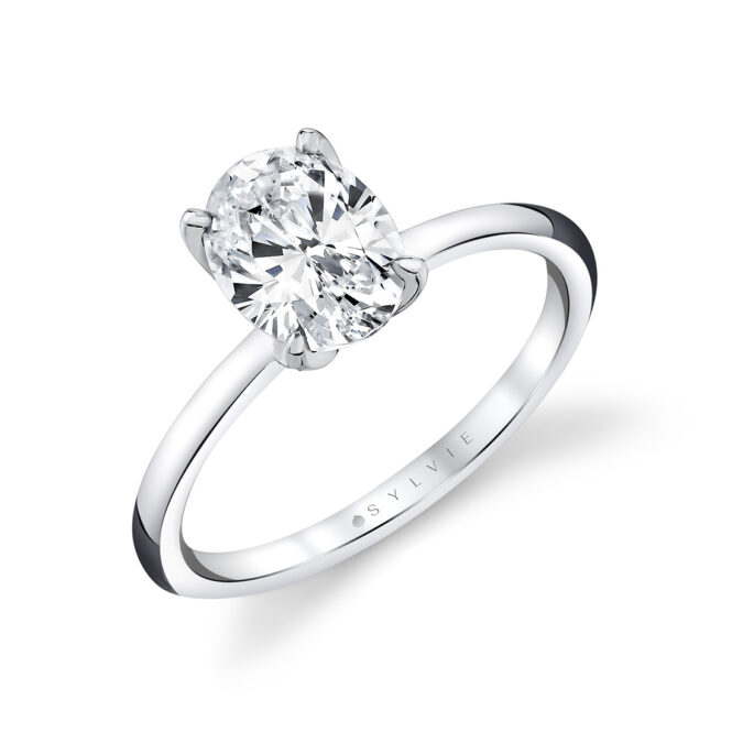 white gold oval cut solitaire petal prong engagement ring