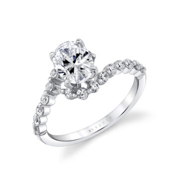 White Gold Tulira Crossover Engagement Ring - Ginger