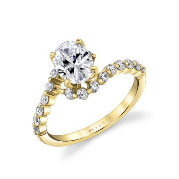 White Gold Tulira Crossover Engagement Ring - Ginger