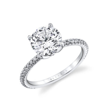 White Gold Tulira Diamond Petal Prong Engagement Ring - Jasmine