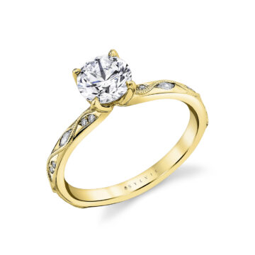 White Gold Tulira Vine Inspired Engagement Ring - Rhodes