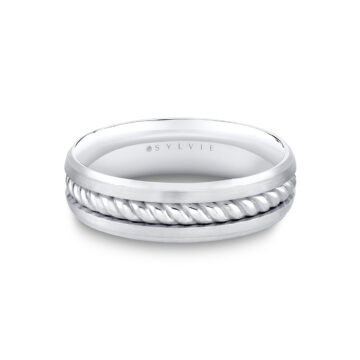 White Gold Heritage Brushed Rope Men’s Band - Harrison