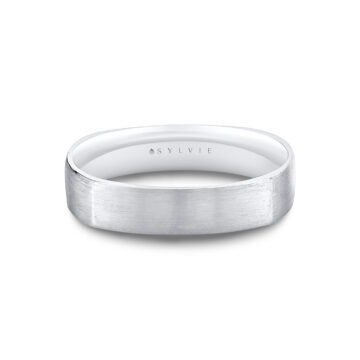 White Gold Heritage Brushed Squared Men’s Band - Enzo