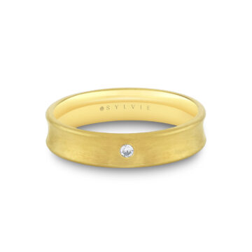 Yellow Gold Heritage Brushed Men’s Band with Diamond Accent - Philip