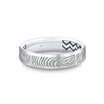 White Gold Shell Ascend Two Tone Fingerprint Men’s Band - Montgomery