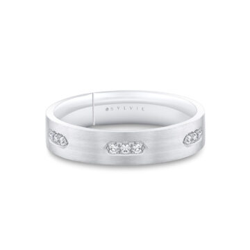 White Gold Legacy Brushed Diamond Men’s Band - Milo