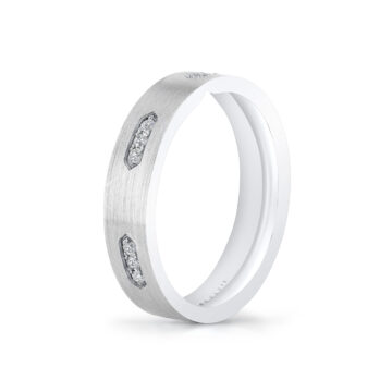 white gold brushed diamond men's band