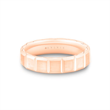 White Gold Fluted Shell Geometric Brushed Men’s Band - Benedict