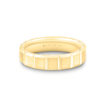 White Gold Fluted Shell Geometric Brushed Men’s Band - Benedict