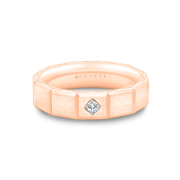 White Gold Fluted Shell Geometric Brushed Men’s Band - Charles