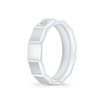 white gold geometric brushed men's band