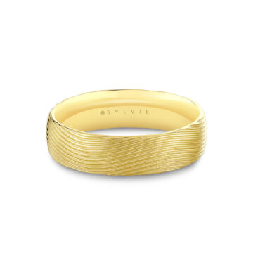 Yellow Gold Heritage Textured Brushed Men’s Band - Victor