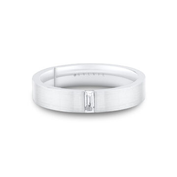 White Gold Legacy Shell Brushed Baguette Men’s Band - Beckham