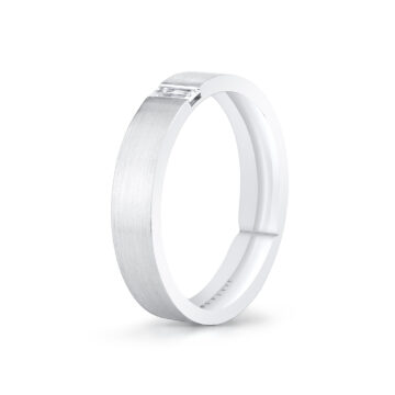 white gold brushed baguette men's band