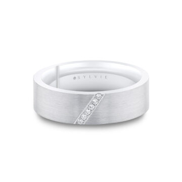 White Gold Legacy Shell Brushed Diamond Men’s Band - Everett