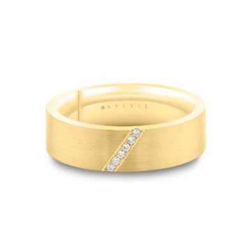 White Gold Legacy Shell Brushed Diamond Men’s Band - Everett