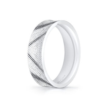 white gold knurled men's band