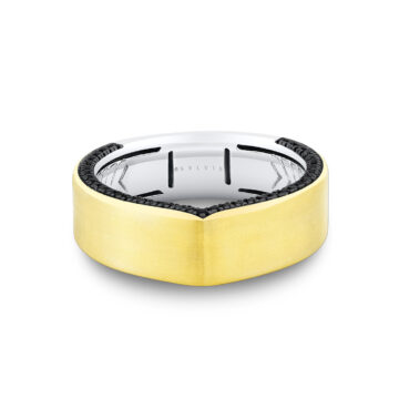 Yellow Gold Shell Iconelle Two Tone Black Diamond Men’s Band - Henri