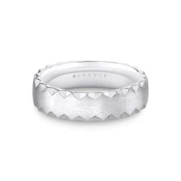 White Gold Fluted Shell Brushed Men’s Band - Elliott